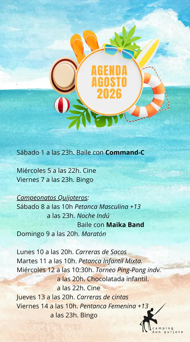 animacion y entretenimiento 2026 agosto 1Q Camping Don Quijote Altafulla